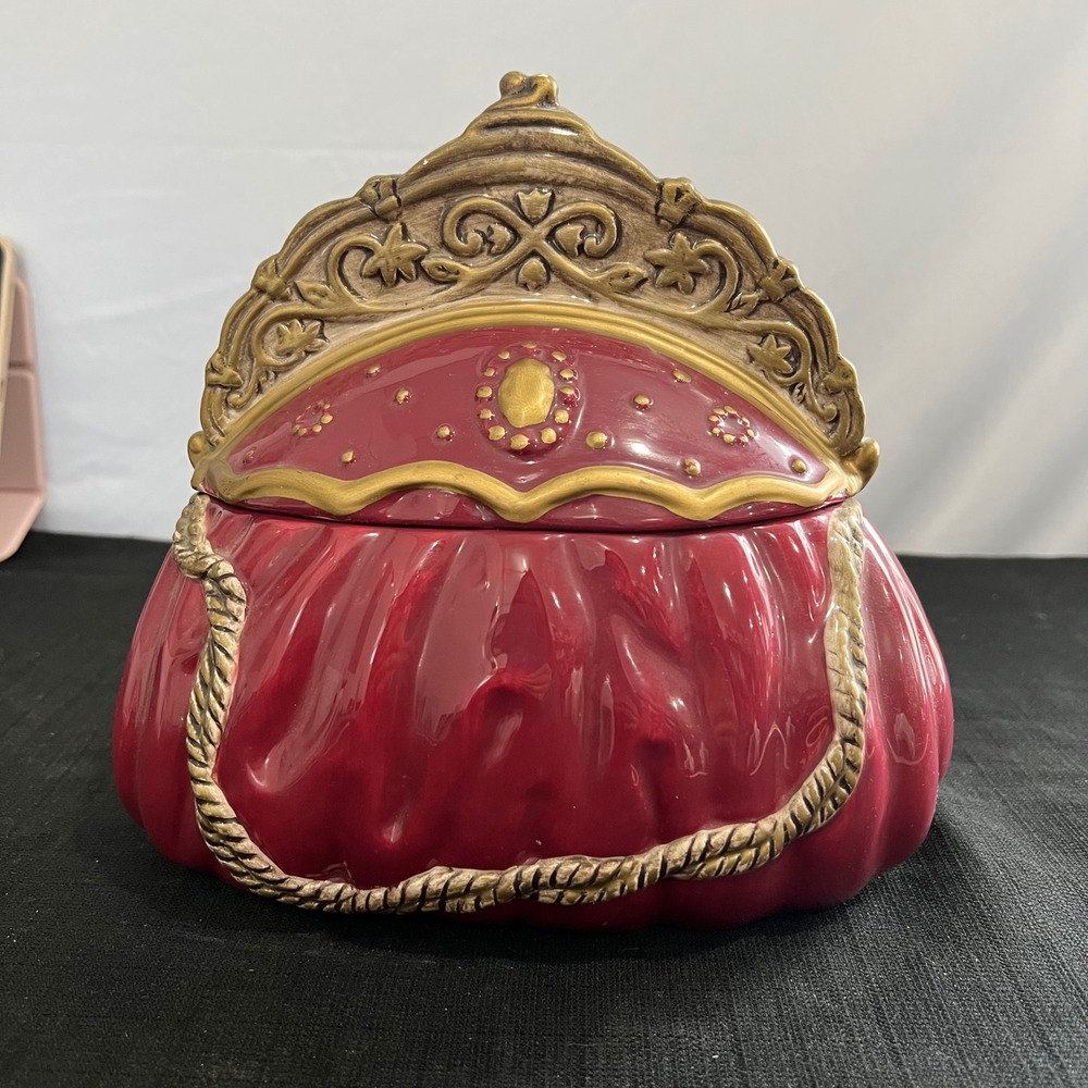 International Bazaar Red Gold Purse Cookie Jar Ceramic‎ Handbag Canister